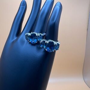 Elegant Blue Gemstone Silver Earrings